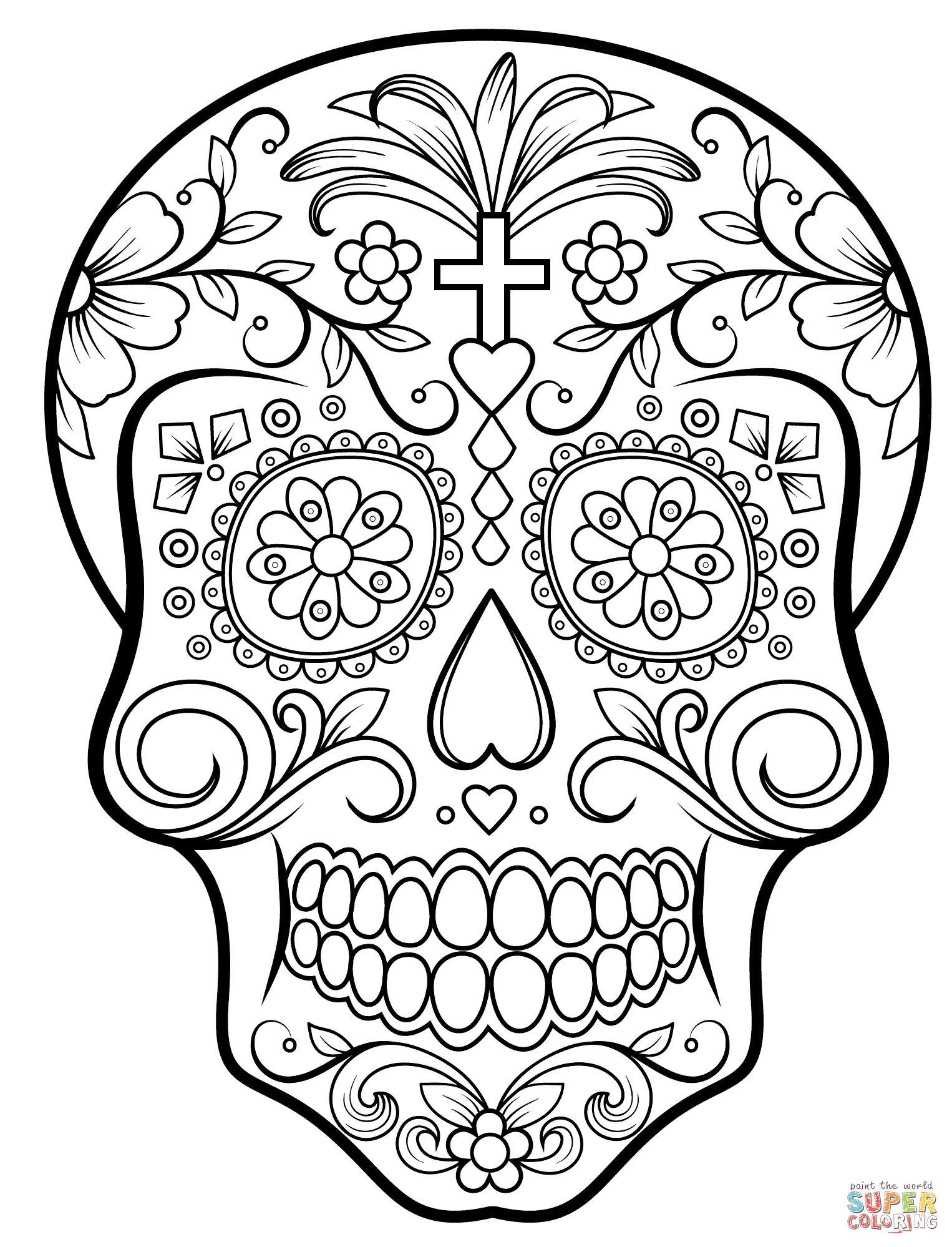 Sugar Skull Coloring Sheet
 Sugar Skull Coloring Pages Bestofcoloring