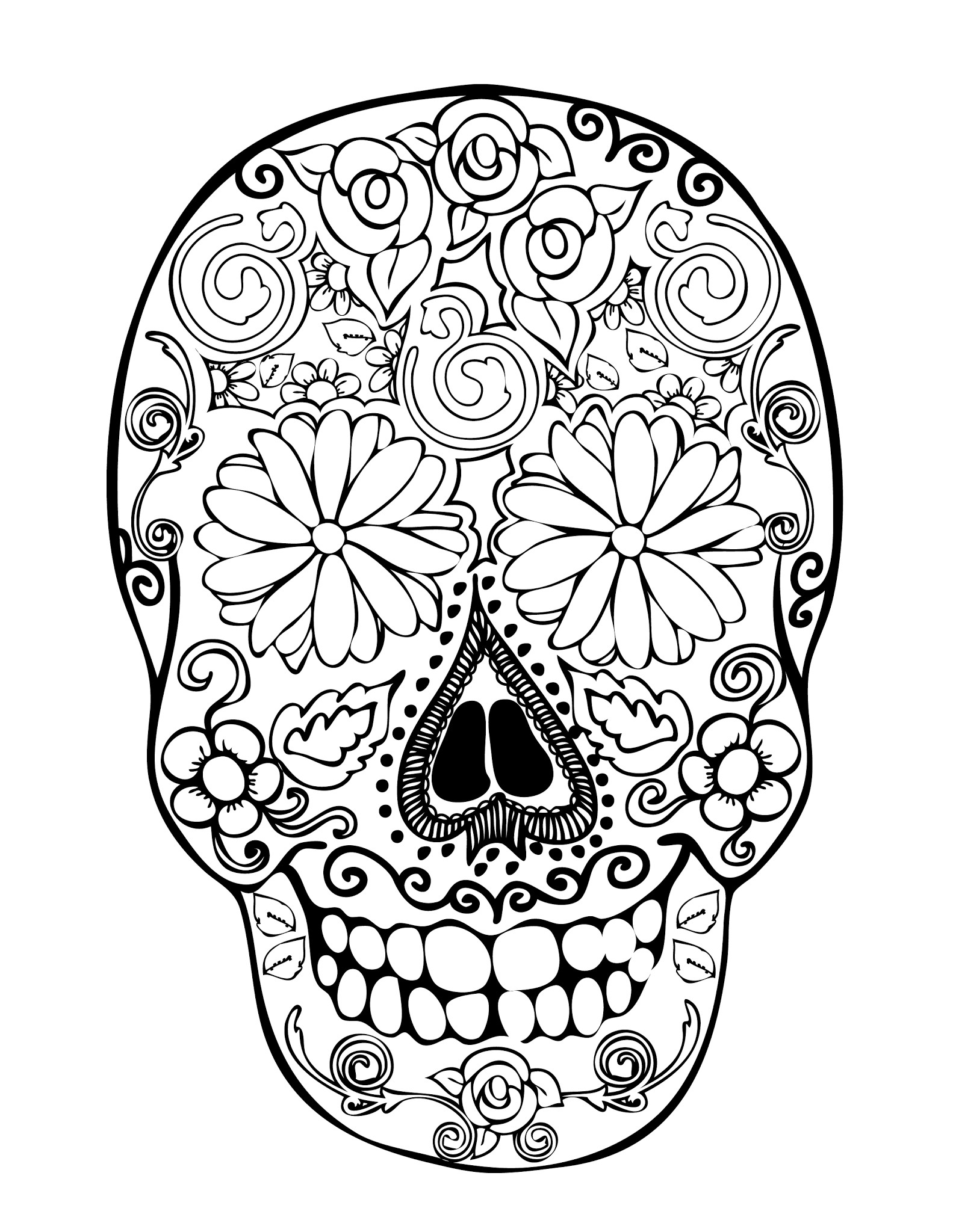 Sugar Skull Coloring Sheet
 28 skull coloring pages for kids Print Color Craft