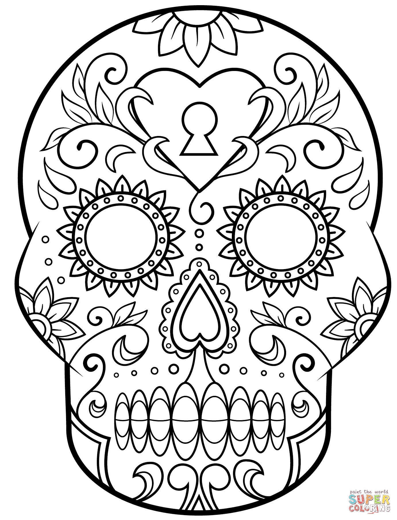 Sugar Skull Coloring Sheet
 Day of the Dead Sugar Skull coloring page