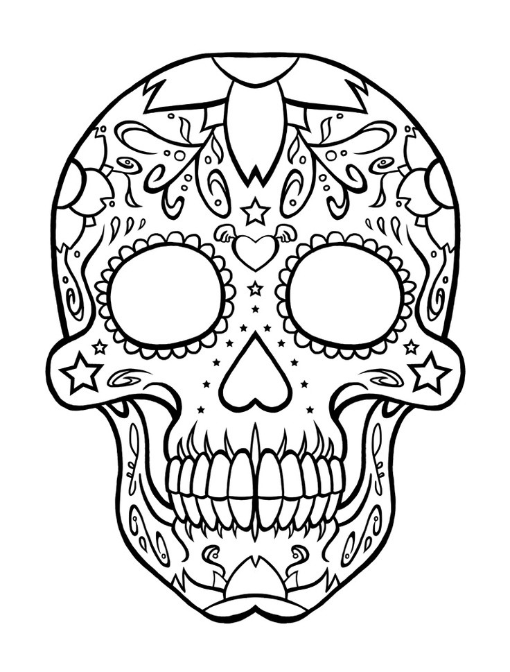 Sugar Skull Coloring Sheet
 Sugar Skull Coloring Page AZ Coloring Pages