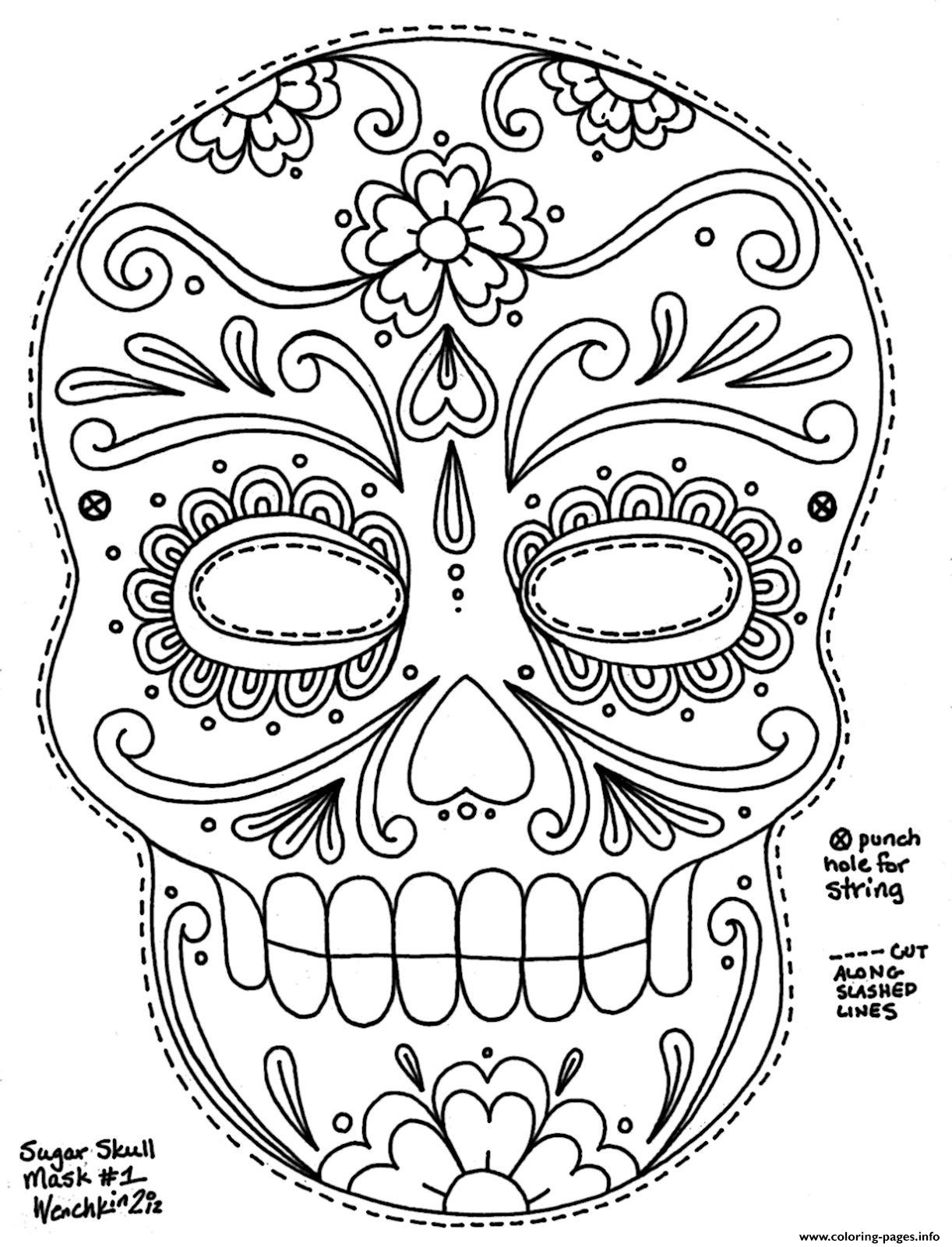 Sugar Skull Coloring Sheet
 Simple Sugar Skull Hd Adult Big Size Coloring Pages Printable