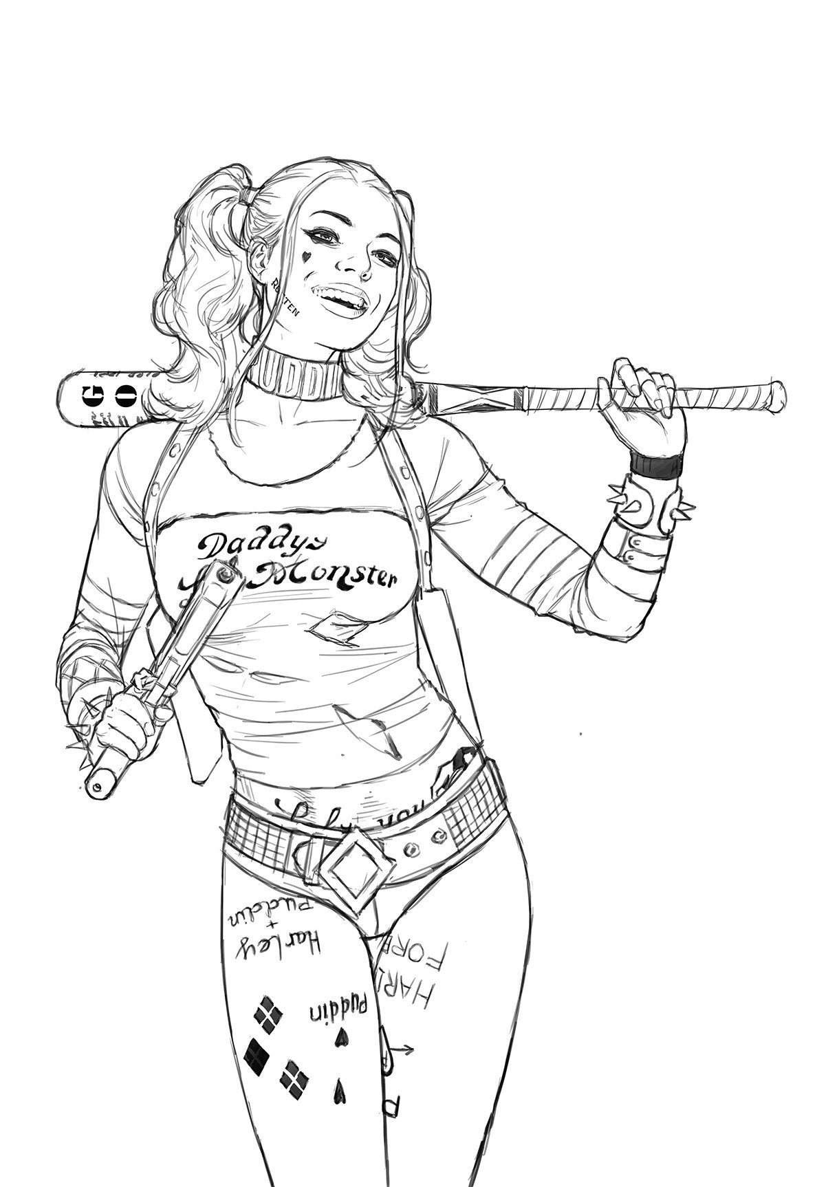 Suicide Squad Symbols Coloring Sheets For Girls
 Harley Quinn Pin Up Drawing at Getdrawings Ruva