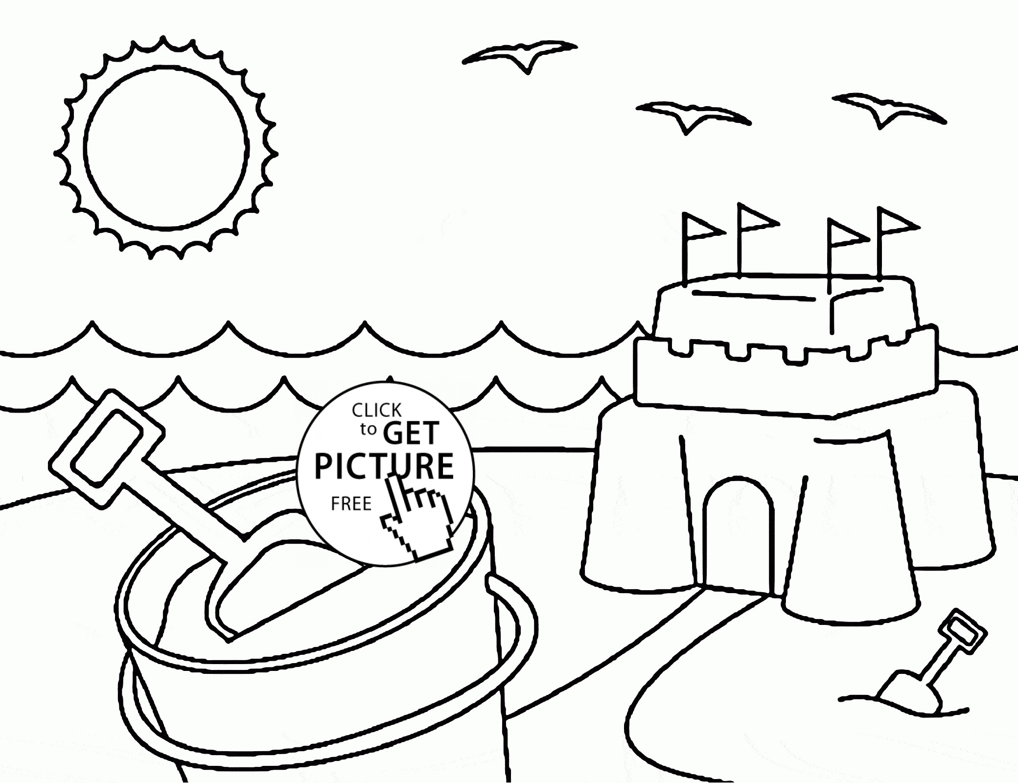 Sun Beach Preschool Coloring Sheets
 Bright Summer Sun And Beach Coloring Page For Kids Summer