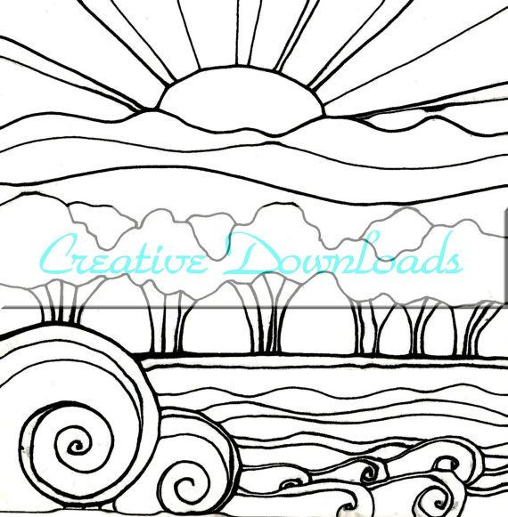 Sunset Coloring Pages
 Ocean Sunset Coloring Pages