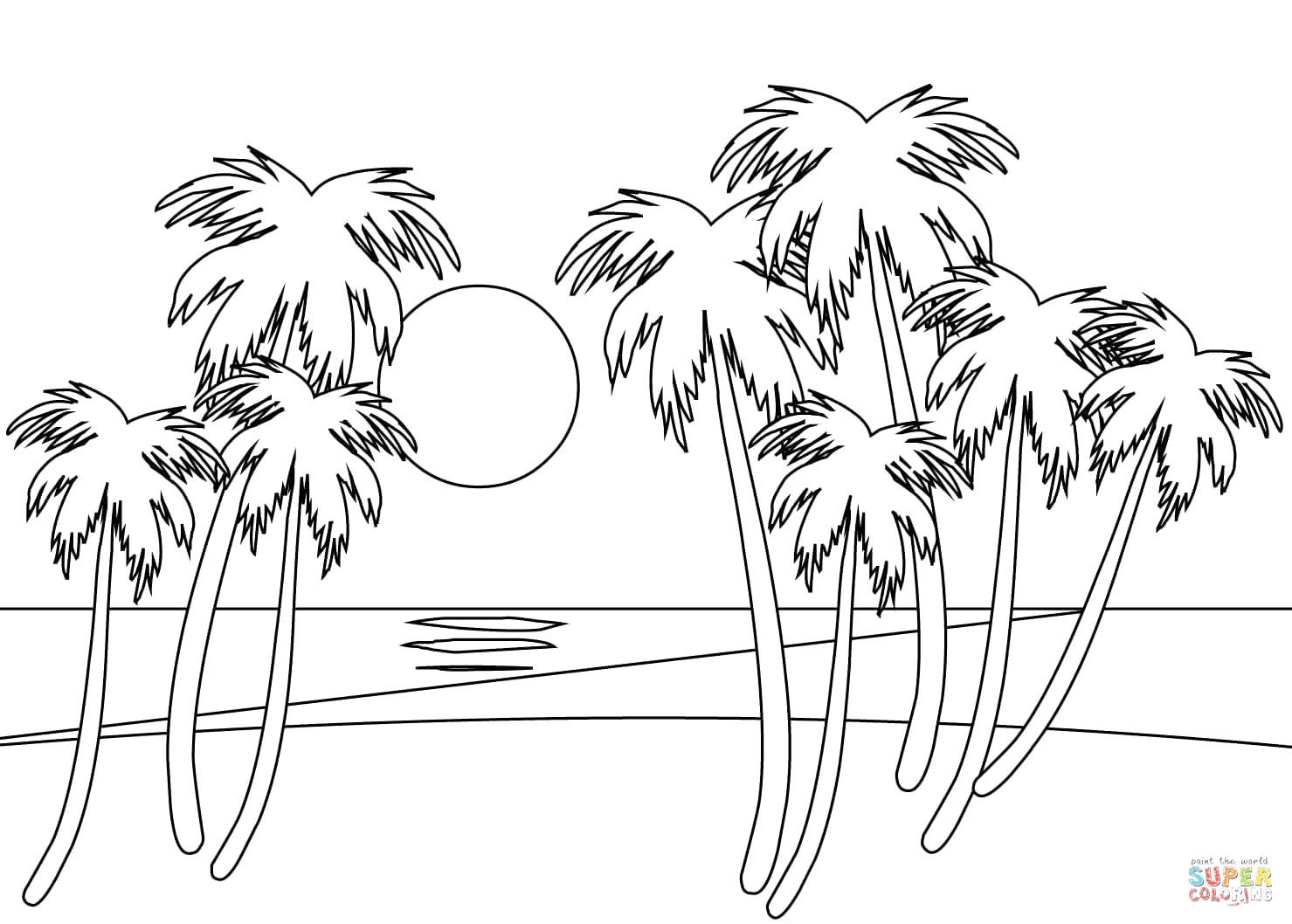 Sunset Coloring Pages
 Tropical Sunset Pages Coloring Pages
