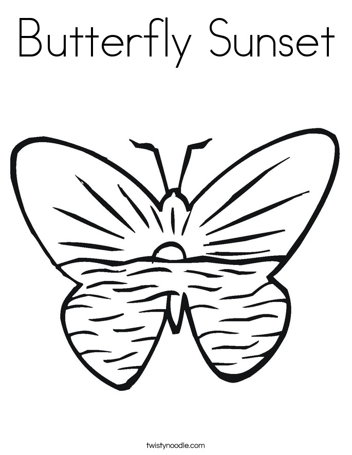 Sunset Coloring Pages
 Butterfly Sunset Coloring Page Twisty Noodle