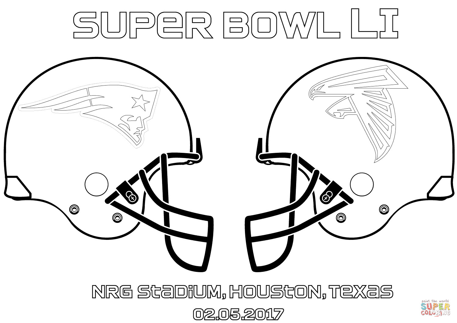 Super Bowl Coloring Pages For Kids
 Super Bowl LI New England Patriots vs Atlanta Falcons