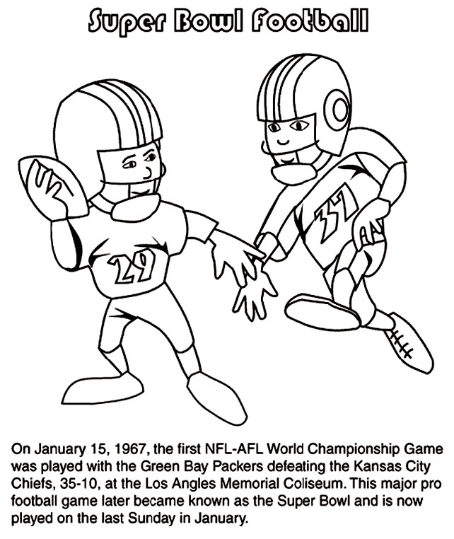 Super Bowl Coloring Pages
 First Super Bowl Football Game