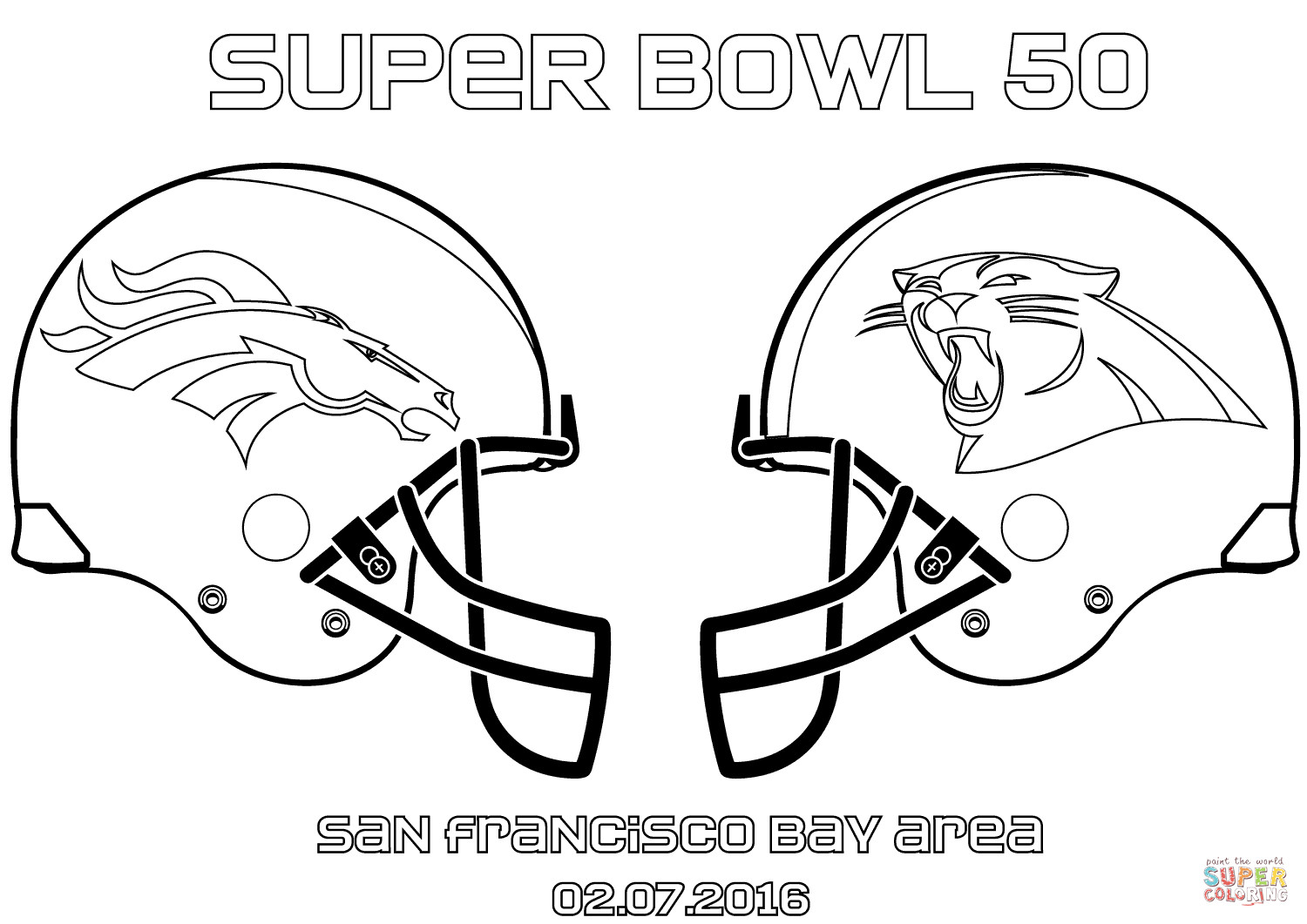 Super Bowl Coloring Pages
 Super Bowl 50 Carolina Panthers vs Denver Broncos