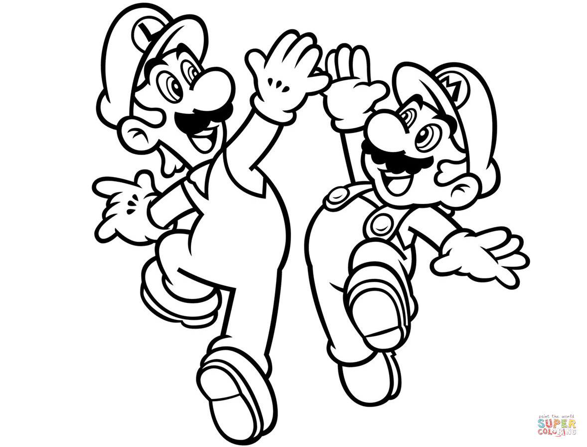 Super Mario Brothers Coloring Pages
 Luigi and Mario coloring page