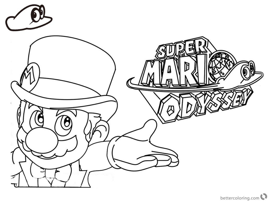 Super Mario Odyssey Coloring Pages
 Super Mario Odyssey Coloring Pages Line Art with Logo