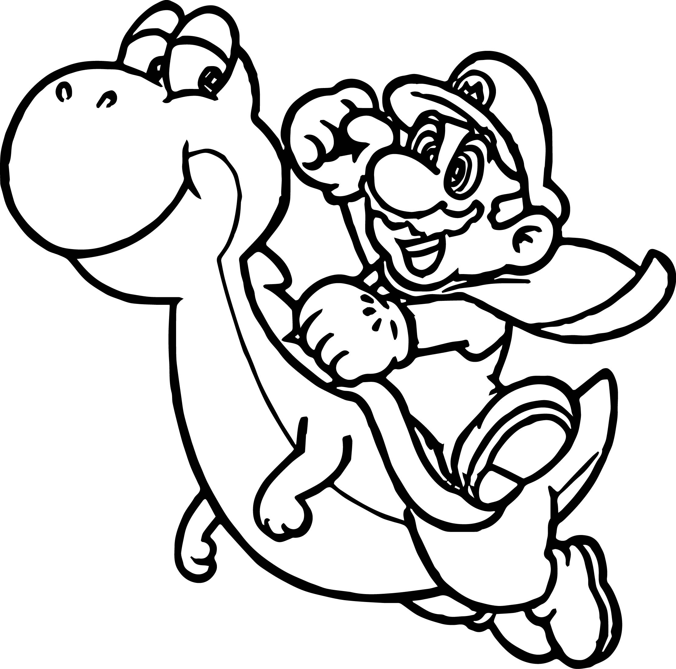 Super Mario Odyssey Coloring Pages
 Super Mario and Yoshi Fly Coloring Page to Print Free