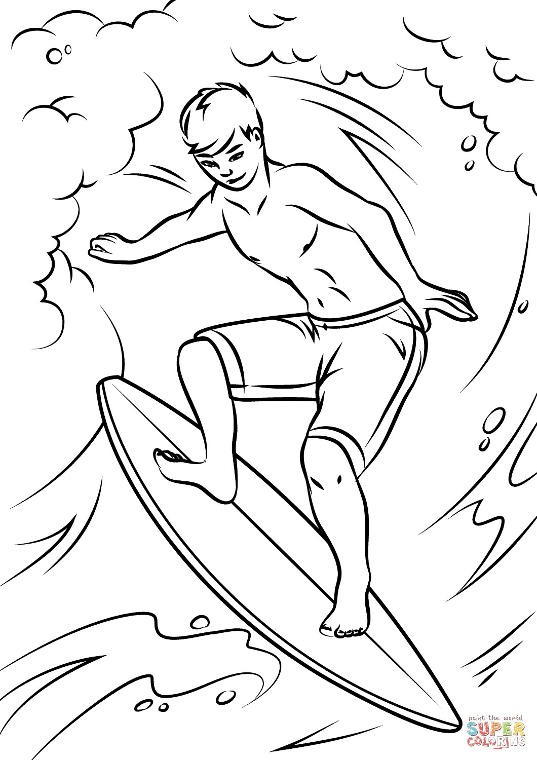 Surfing Coloring Pages
 Dibujo de Surfista chulo para colorear