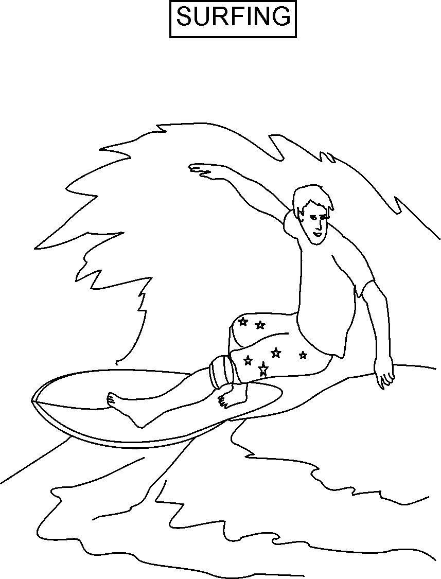 Surfing Coloring Pages
 Surfing coloring printable page for kids