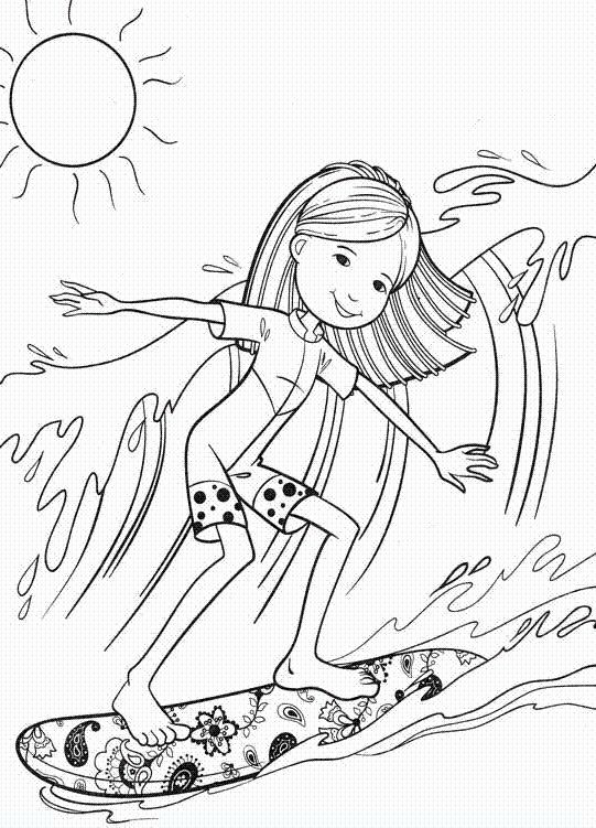 Surfing Coloring Pages
 Fille surfant Faire du surf and Coloriage on Pinterest