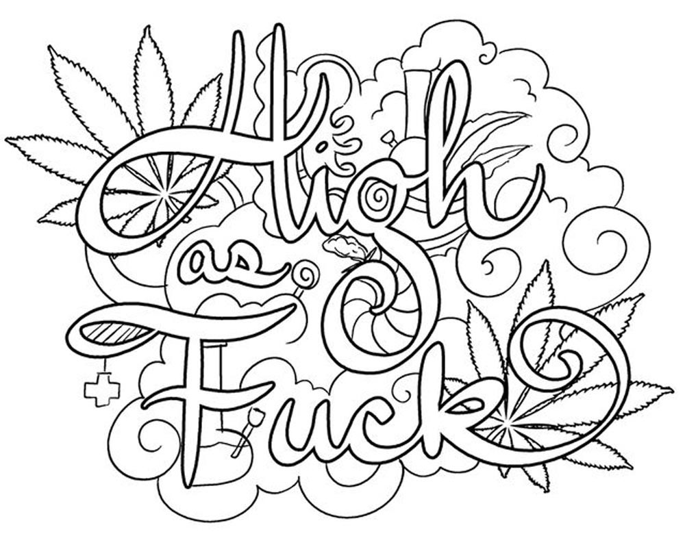 Swear Word Coloring Pages For Adults
 Weed Coloring Pages 420 Swear Words Free Printable