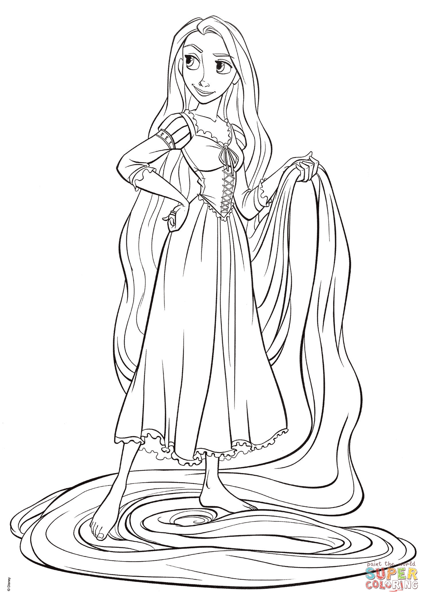 Tangled Coloring Pages For Girls
 Rapunzel from Tangled coloring page