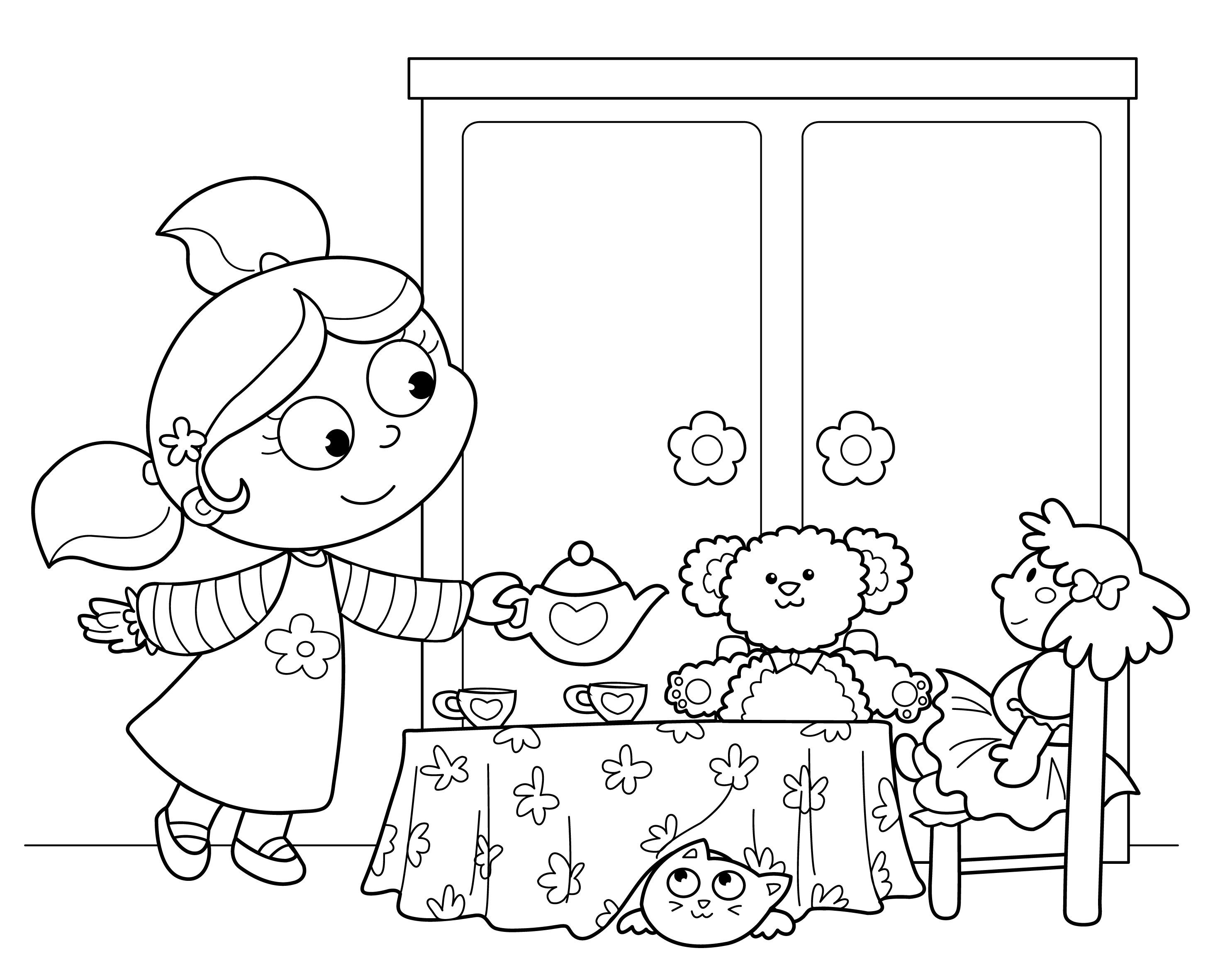 Tea Party Coloring Pages
 american girl tea party ideas