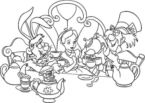 Tea Party Coloring Pages
 alice in wonderland coloring pages tea party