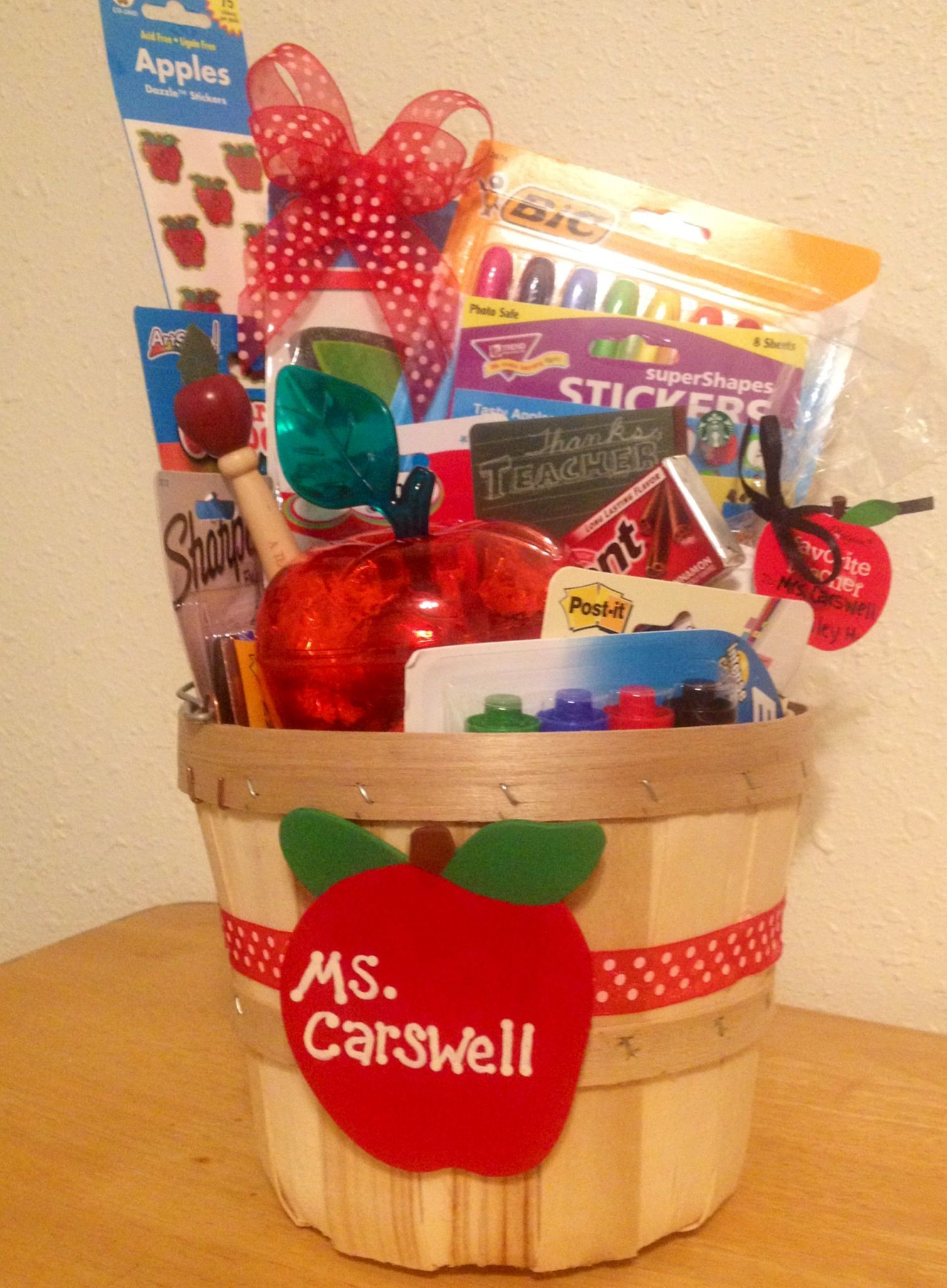 Best ideas about Teacher Gift Basket Ideas
. Save or Pin The Best Teacher Gift Apple themed t basket We made Now.