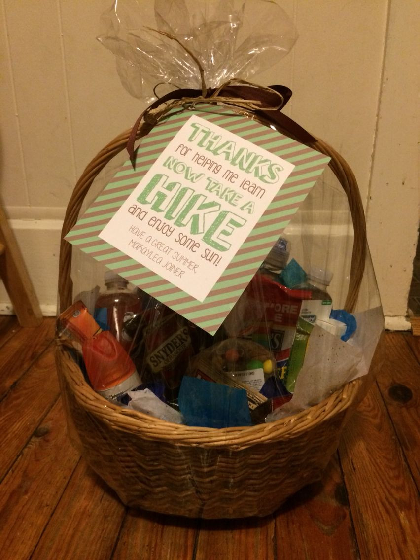 Best ideas about Teacher Gift Basket Ideas
. Save or Pin Teacher end of year t basket Outdoor Hiking themed Now.