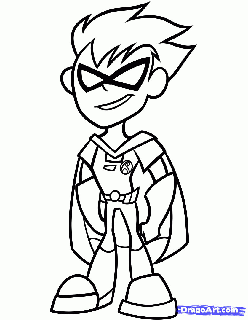 Teen Titans Go Coloring Pages
 How to Draw Robin From Teen Titans Go Step by Step