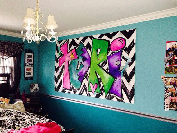 Best ideas about Teens Wall Art
. Save or Pin Custom Graffiti Chevron Personalized Painting Wall Now.