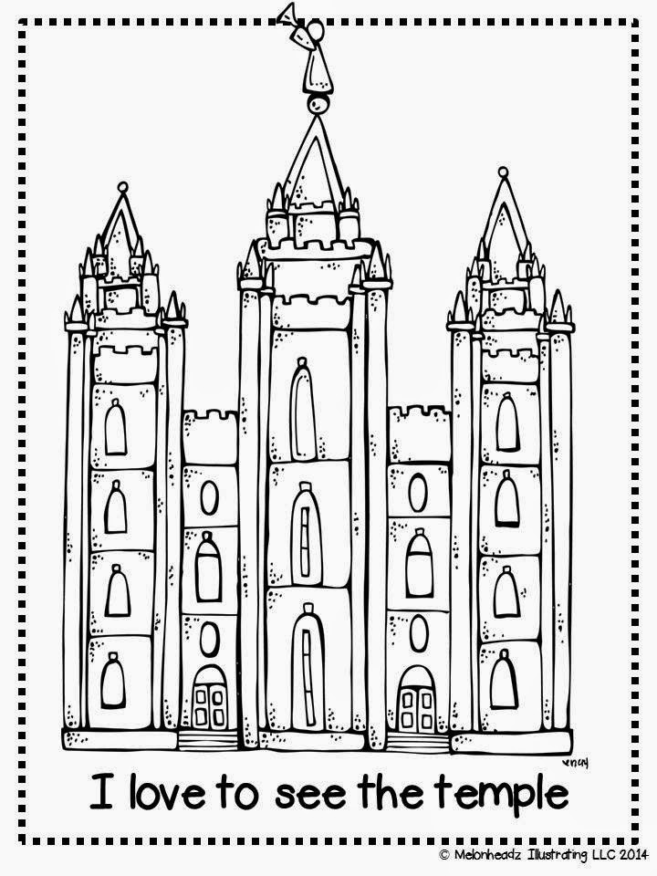 Temple Coloring Pages
 Melonheadz LDS illustrating I Love to see the temple