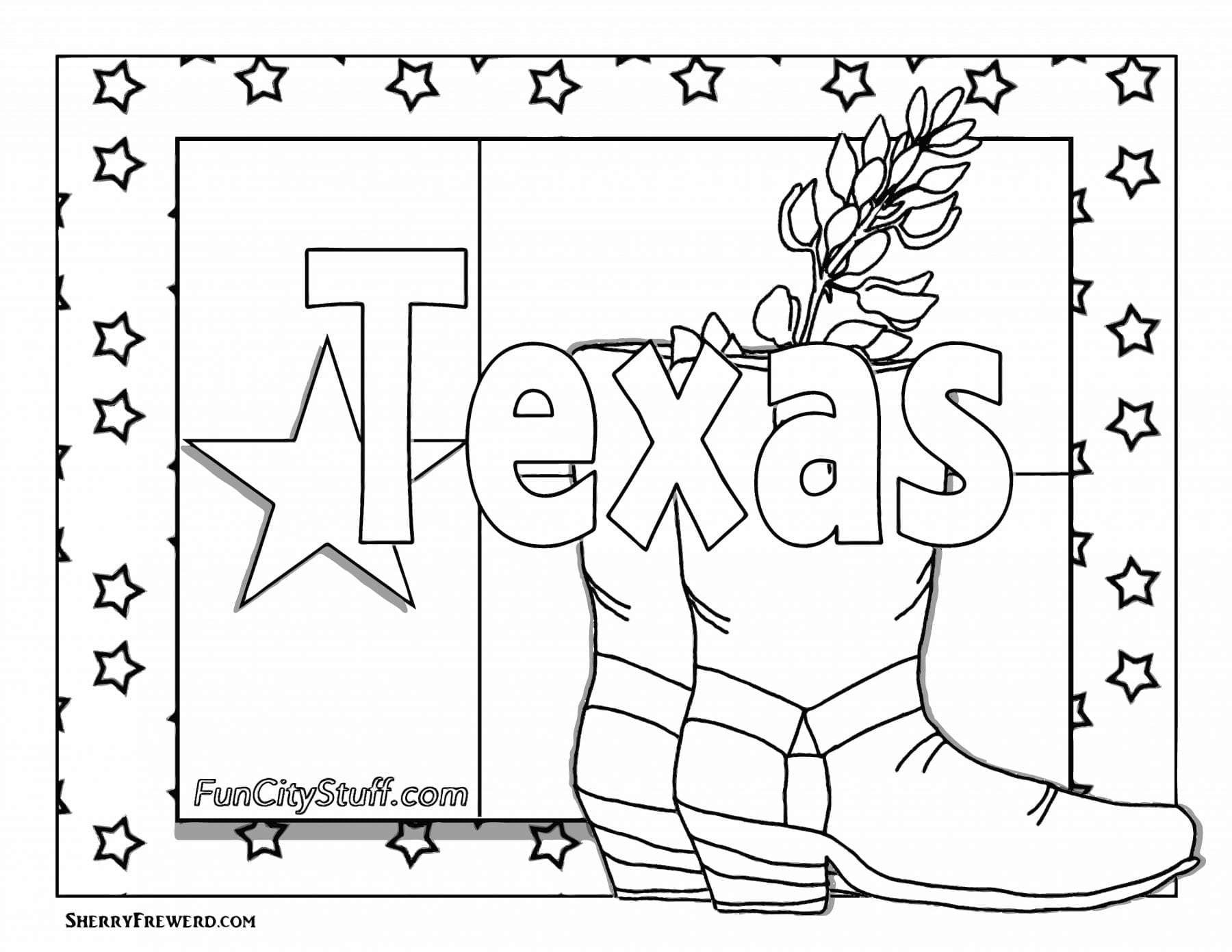 Texas Coloring Pages
 Color Your Cares Away Texas Style FunCity Stuff DFW