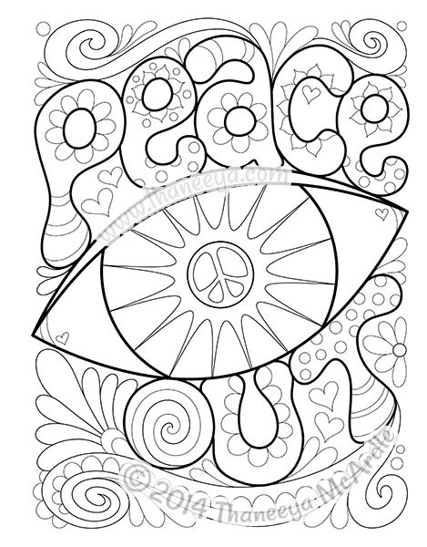 Thaneeya Mcardle Free Coloring Pages
 Peace and Love Coloring Book by Thaneeya McArdle
