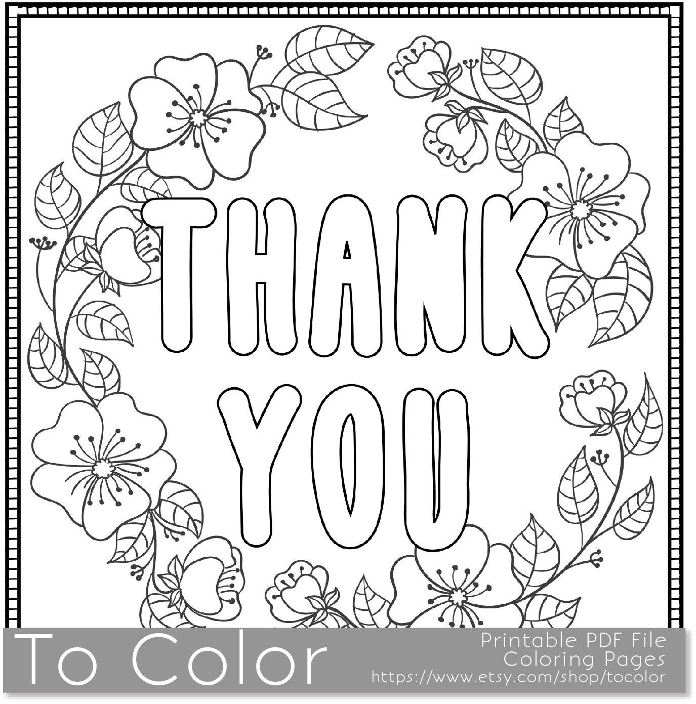 Thank You Coloring Pages For Kids
 Thank You Coloring Page For Grown Ups this is a