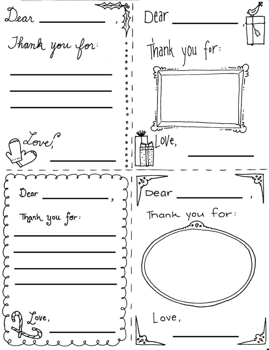 Thank You Coloring Pages For Kids
 Christmas "Thank You" Cards Coloring Sheets