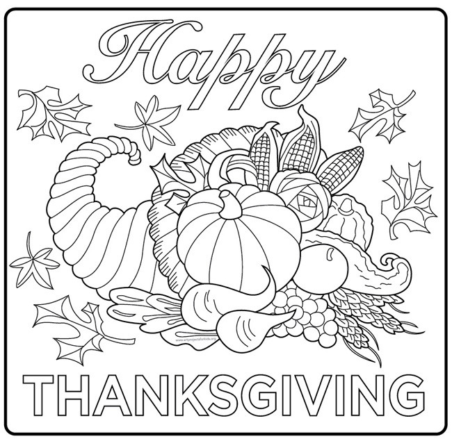 Thanksgiving Adult Coloring Pages
 Thanksgiving harvest cornucopia Thanksgiving Adult