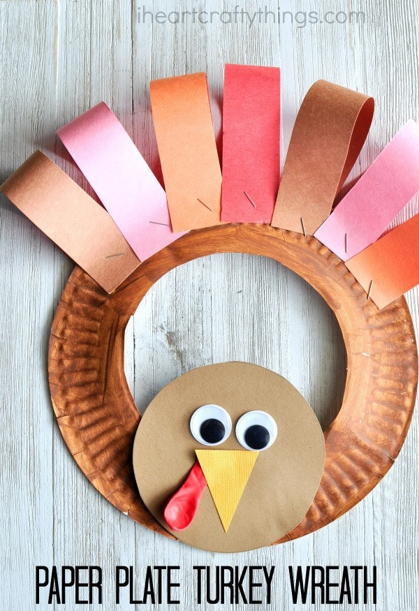 Thanksgiving Arts And Crafts For Toddlers
 Paper Plate Thanksgiving Turkey Wreath