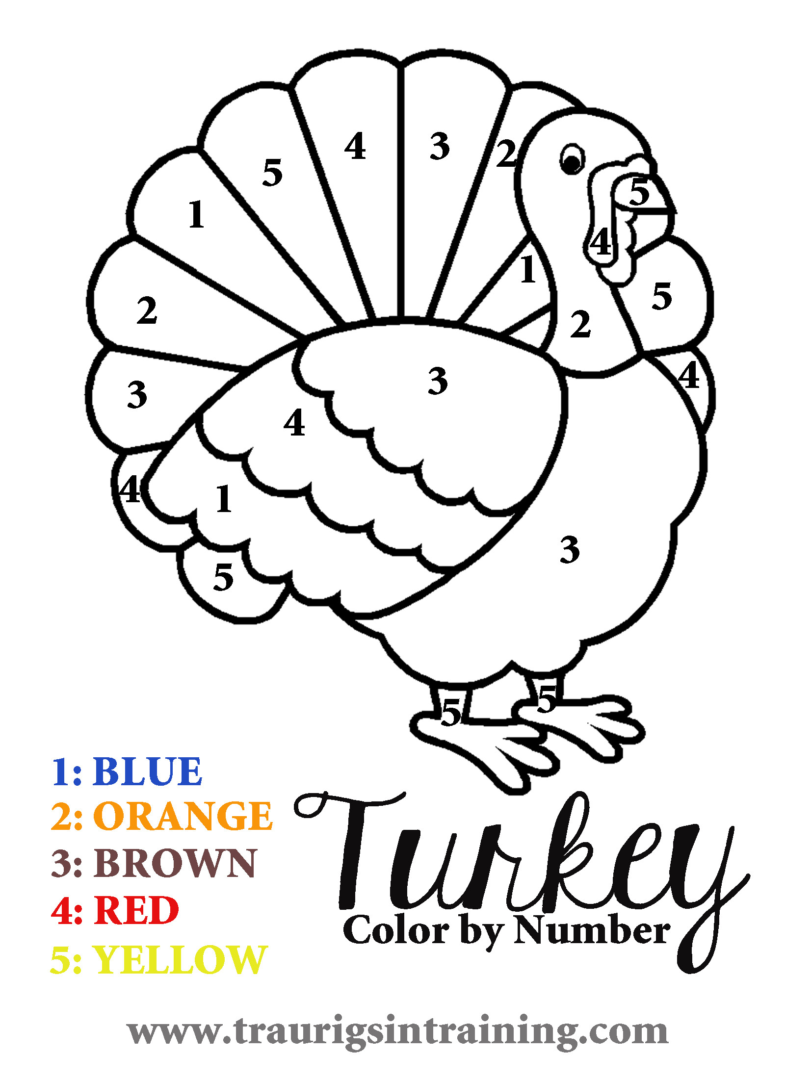 Thanksgiving Coloring Pages For Preschoolers
 6 Best of Free Printable Color By Number Turkey