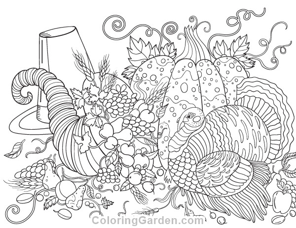 Thanksgiving Design Word Coloring Pages For Teens
 Thanksgiving Adult Coloring Page