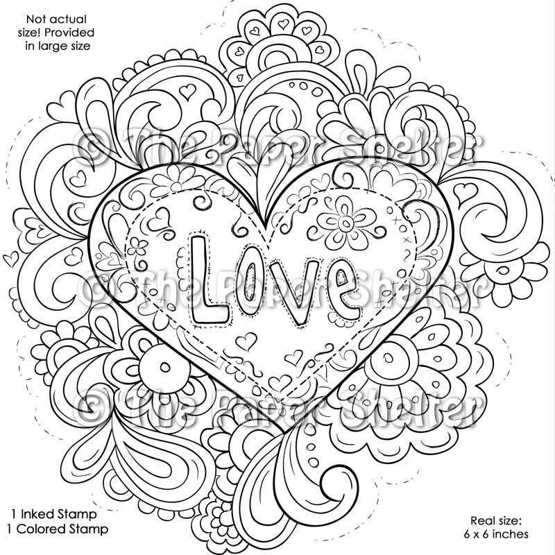 Thanksgiving Design Word Coloring Pages For Teens
 Fancy Psychedelic Love Digital Stamp The Paper Shelter