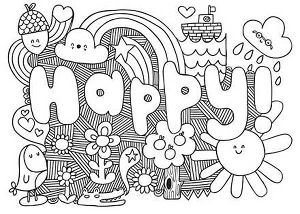Thanksgiving Design Word Coloring Pages For Teens
 Super cool coloring pages where you to color in the