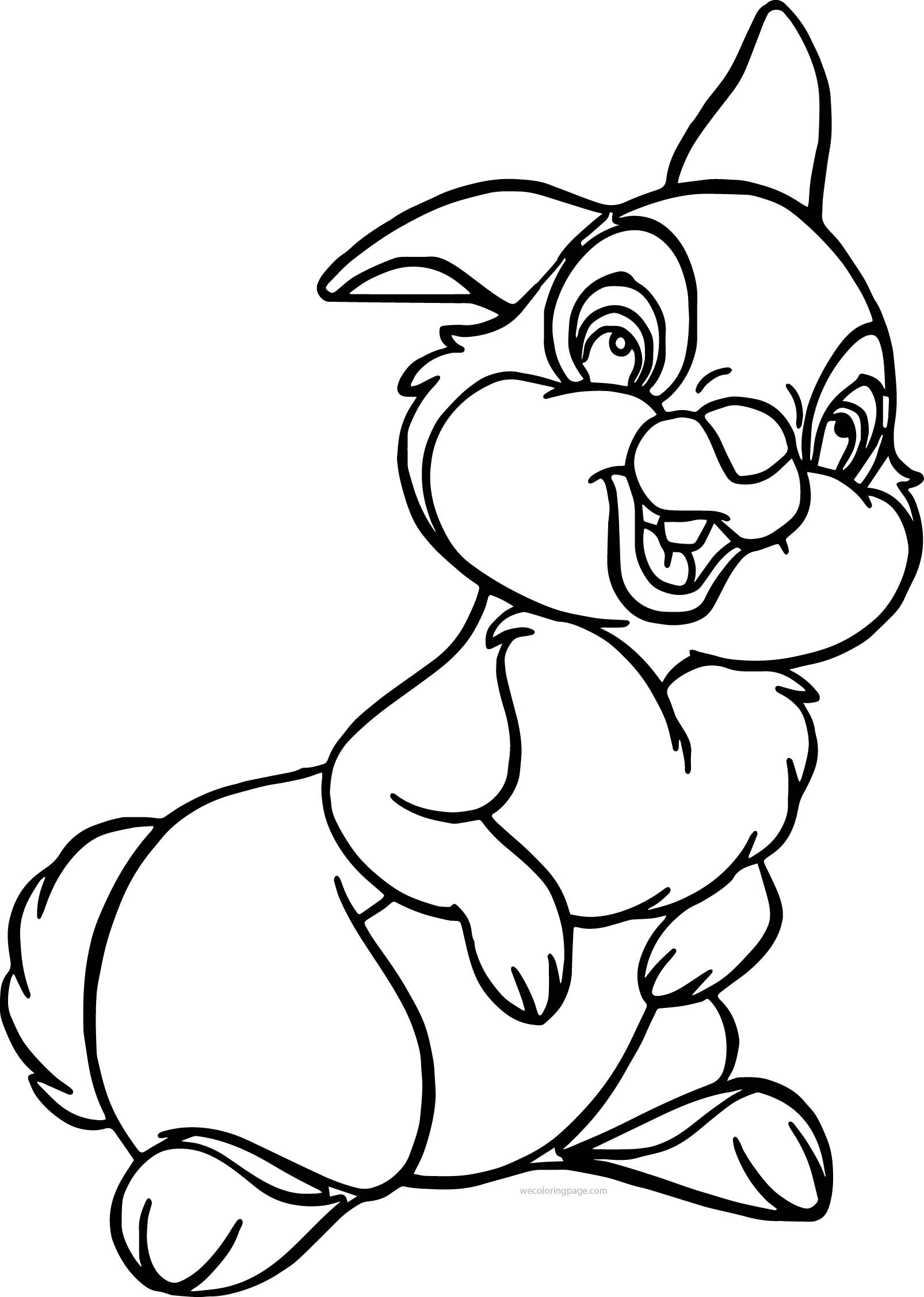 Thumper Coloring Pages
 A Disney Bambi Thumper Bunny Cartoon Coloring Page