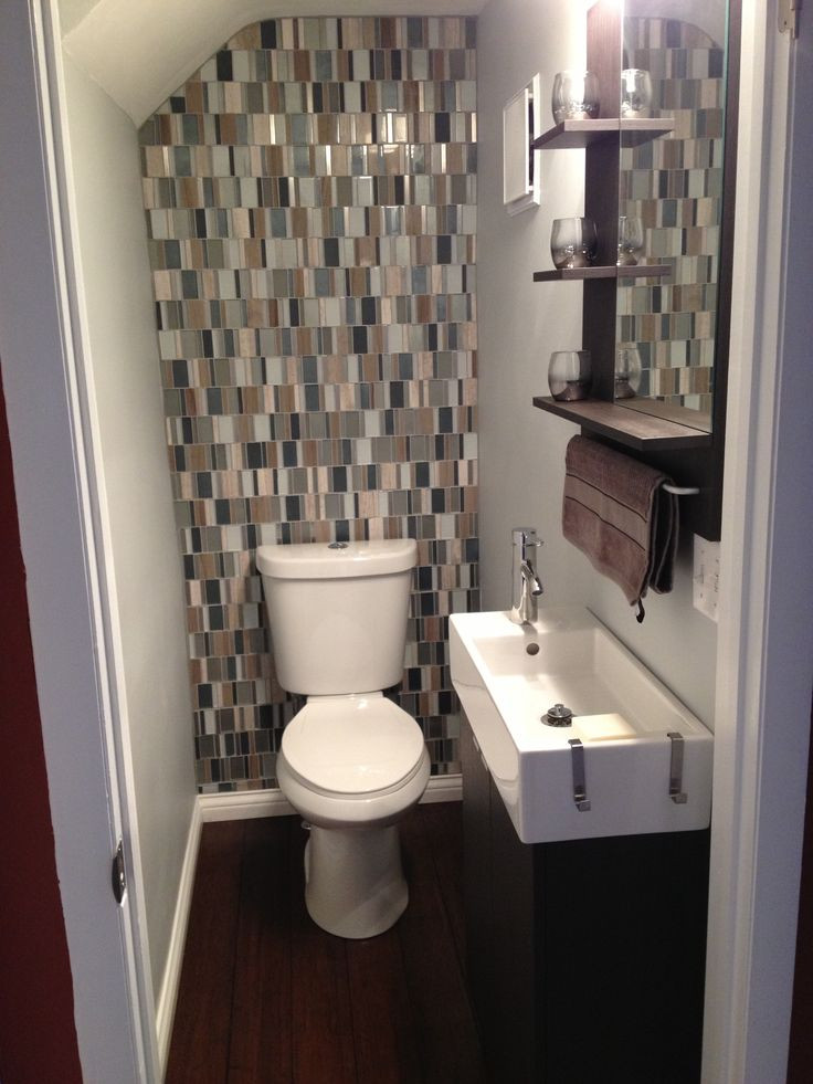 Best ideas about Tile Accent Wall In Bathroom
. Save or Pin Small bathroom with glass tile backsplash Now.
