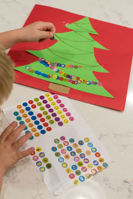 Toddlers Craft Projects
 Sticker Christmas Tree Craft for Kids