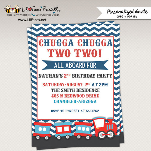 Best ideas about Train Birthday Party Invitations
. Save or Pin Navy Choo Choo Train Birthday Party Invitation Printable Now.
