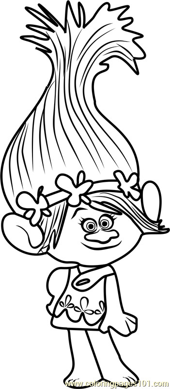 Trolls Adult Coloring Book
 Princess Poppy from Trolls Coloring Page
