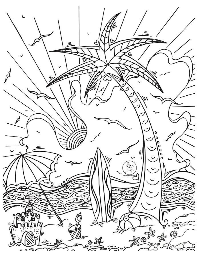 Tropical Coloring Book Pages
 Drawn sunset coloring page Pencil and in color drawn