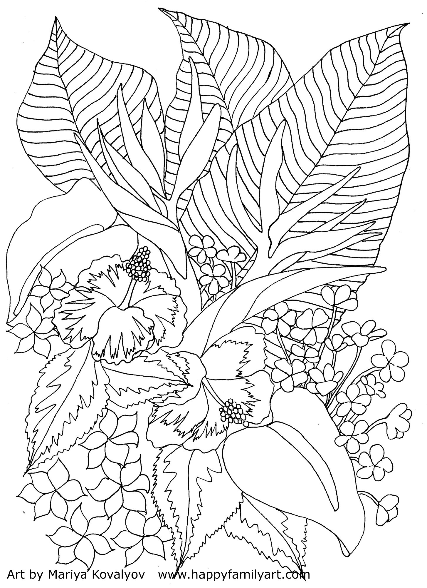 Tropical Coloring Pages
 Happy Family Art original and fun coloring pages