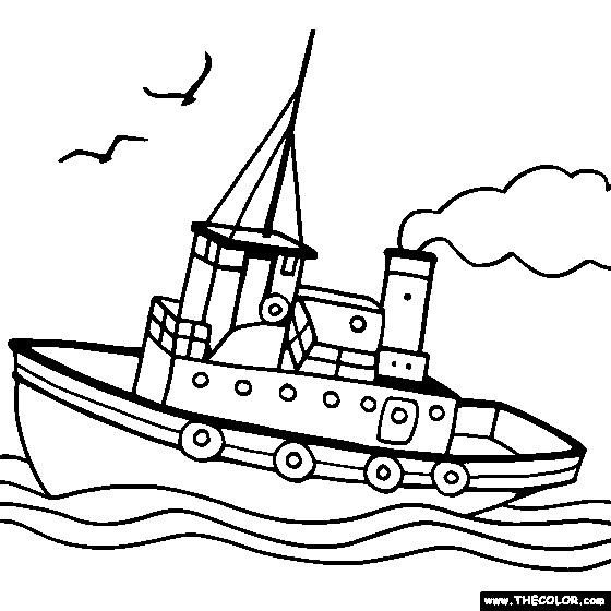 Tug Boat Coloring Sheets For Kids
 Boat Ship Speedboat Sailboat Battleship Submarine