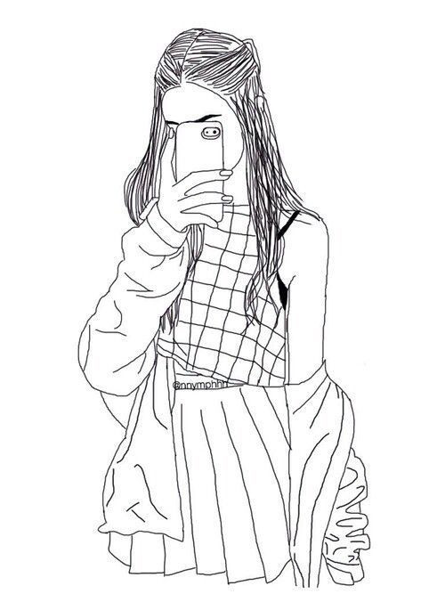 Tumblr Girl Coloring Pages
 Hipster Girl Drawing Outline