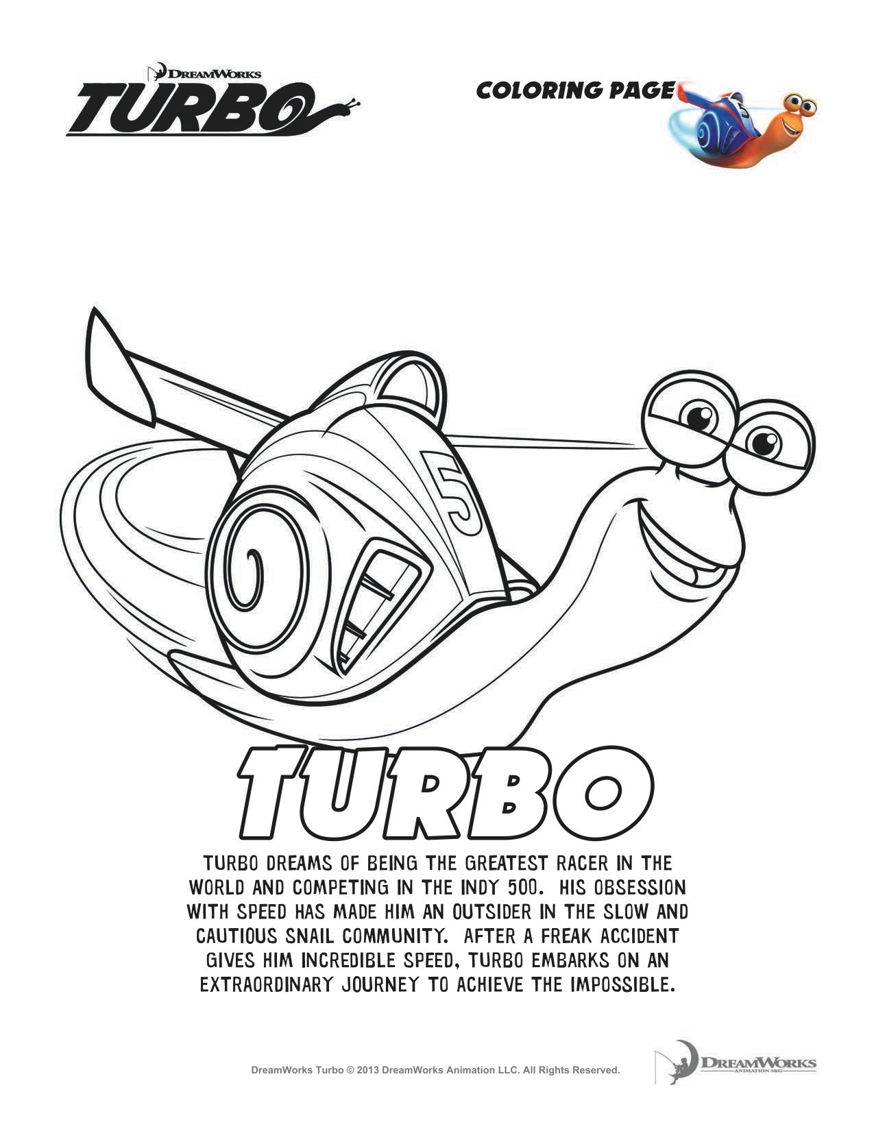 Turbo Coloring Pages
 DreamWorks Turbo Coloring Pages & More TurboFastFun She