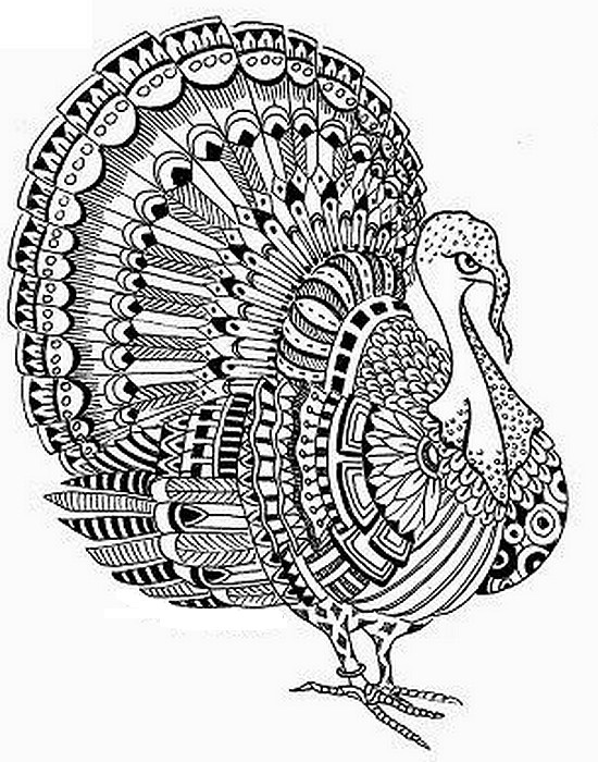 Turkey Coloring Pages For Adults
 Art Therapy coloring page Thanksgiving Turkey 7