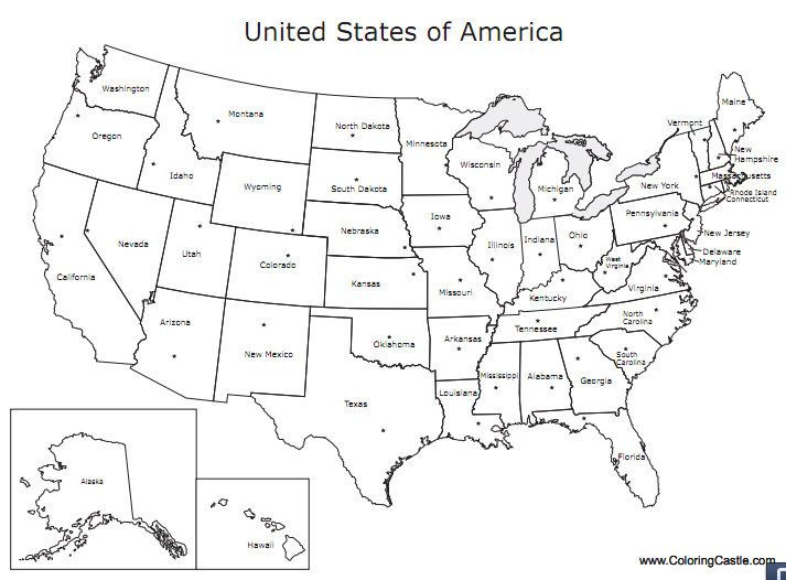 United States Coloring Pages
 Just for Fun U S Map Printable Coloring Pages